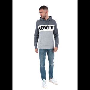 𝅺💥LEVI’S Gray logo drawstring pull over hoodie size small
